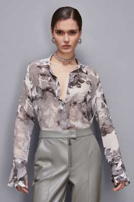 Boyfriend-fit shirt, Grey, Patrizia Pepe