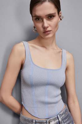 Double garment wrap sweater, Light Blue, Grey, Patrizia Pepe