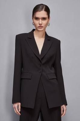 Damen-Jacke mit zwei Knöpfen „Essential“, Schwarz, Patrizia Pepe