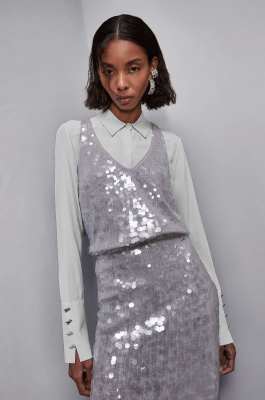 Sequin top, Grey, Patrizia Pepe