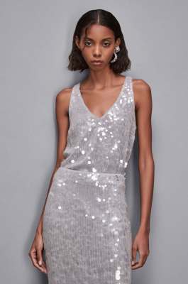 Sequin top, Grey, Patrizia Pepe