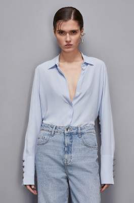 Essential Fly high cuffed shirt, Light Blue, Patrizia Pepe