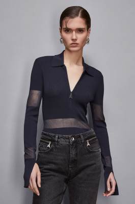 Sweater with transparencies, Blue, Patrizia Pepe