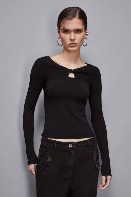 Essential sweater with knot, Black, Patrizia Pepe