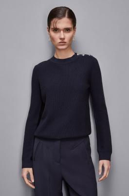 Sweater with buttons detail, Blue, Patrizia Pepe