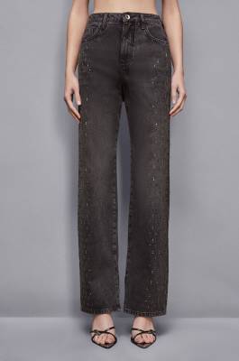 Denim pants with studs, Grey, Denim