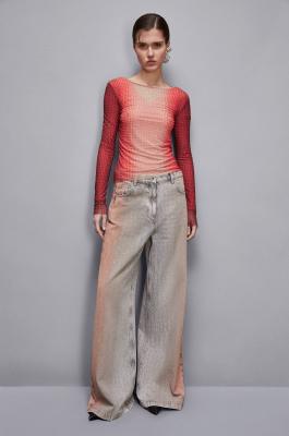 Degradè denim with rhinestones, Multicolor, Patrizia Pepe