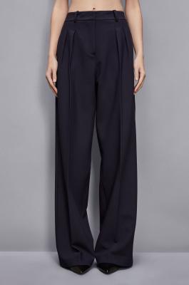 Pantalon large à plis, Bleu, Patrizia Pepe