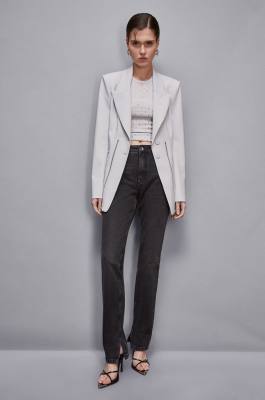 Zippered two-button jacket, Grey, Patrizia Pepe