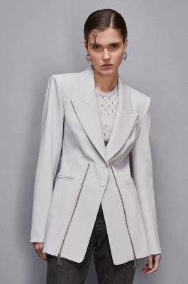 Zippered two-button jacket, Grey, Patrizia Pepe