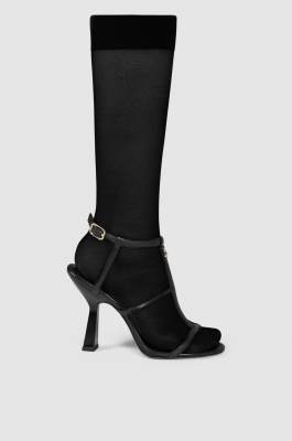 Heeled leather sandals, Black, Patrizia Pepe