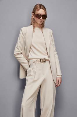 Ceinture double coupe en cuir lisse, Beige, Patrizia Pepe