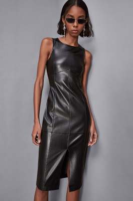 Midi dress with front slit, Black, Patrizia Pepe