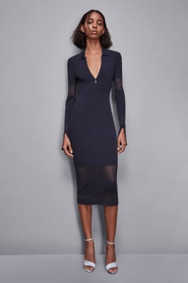 Dress with transparencies, Blue, Patrizia Pepe