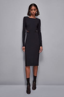 Robe midi avec fente, Noir, Patrizia Pepe