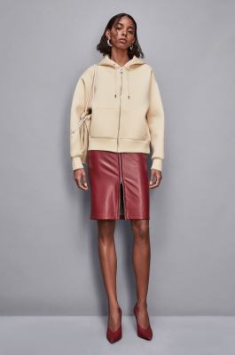 Zippered midi skirt, Red, Patrizia Pepe
