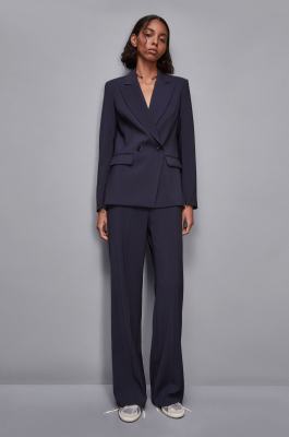 Pantalon palazzo « Essential », Bleu, Patrizia Pepe
