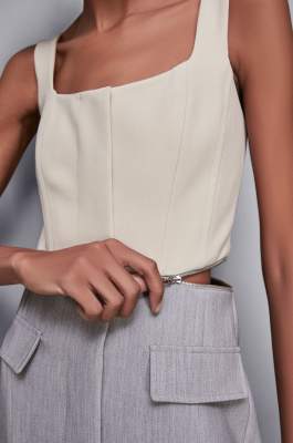 2-in-1 Color Block Dress, Grey, Beige, Patrizia Pepe