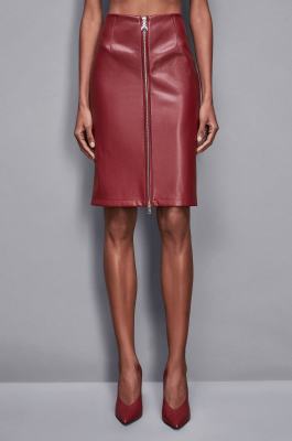 Zippered midi skirt, Red, Patrizia Pepe