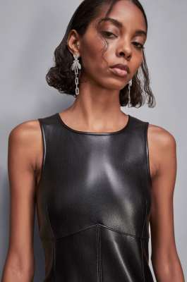 Midi dress with front slit, Black, Patrizia Pepe