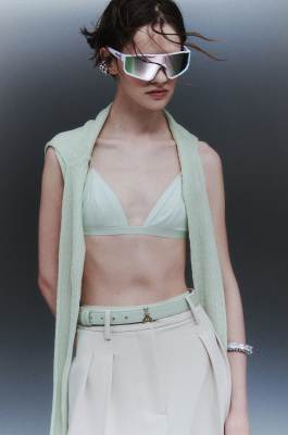 Microfiber triangle bra, Green, Patrizia Pepe