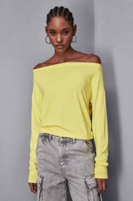 Boat neckline sweater, Yellow, Patrizia Pepe