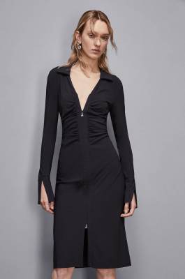 Zippered midi dress, Black, Patrizia Pepe