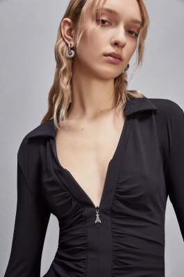 Zippered midi dress, Black, Patrizia Pepe