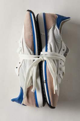 Running SKIN Sneakers &apos;93 in suede and leather, White, Blue, Patrizia Pepe