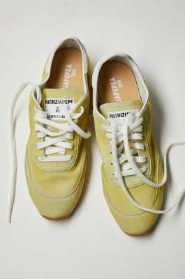Running SKIN Sneakers &apos;93 in suede, Yellow, Patrizia Pepe