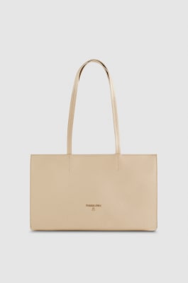Shopping bag in pelle con zip, Beige, Patrizia Pepe