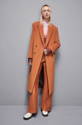 Long double-breasted cloth coat, Brown, Patrizia Pepe
