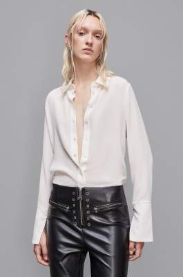 Regular fit silk crepe shirt, White, Patrizia Pepe