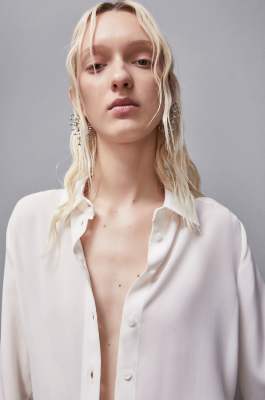 Regular fit silk crepe shirt, White, Patrizia Pepe