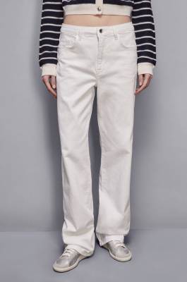 Essential denim straight pants, White, Patrizia Pepe
