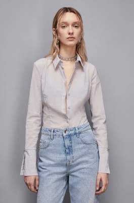 Shirt with feminine fit, Grey, Patrizia Pepe