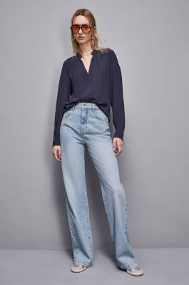 Tunic with cufflinks, Blue, Patrizia Pepe