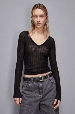 Super light V neck sweater, Black, Patrizia Pepe