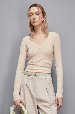 Super light V neck sweater, Beige, Patrizia Pepe