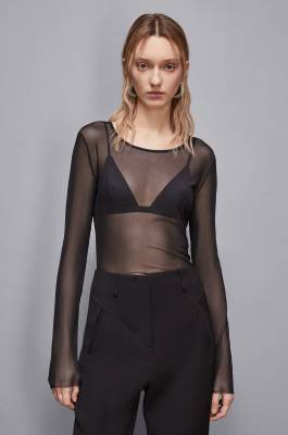 Essential tulle top, Black, Patrizia Pepe