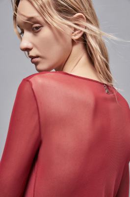Top &quot;Essential&quot; in tulle, Rosso, Patrizia Pepe