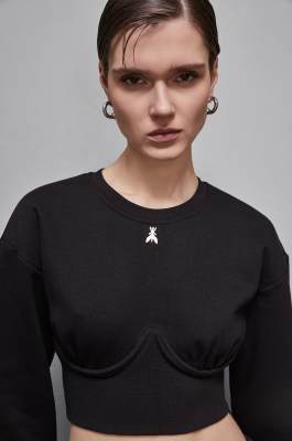 Cropped sweatshirt, Black, Patrizia Pepe