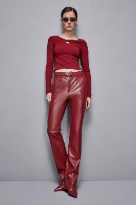 Zippered slim pants, Red, Patrizia Pepe