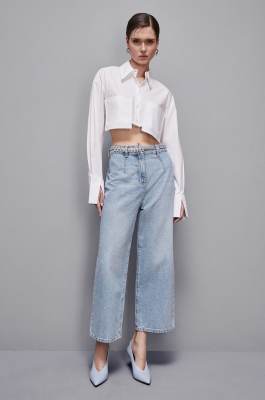 Essential denim palazzo pants, Light Blue, Patrizia Pepe
