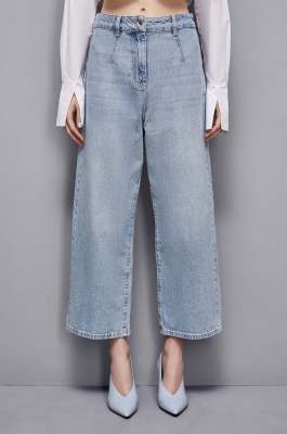 Essential denim palazzo pants, Light Blue, Patrizia Pepe