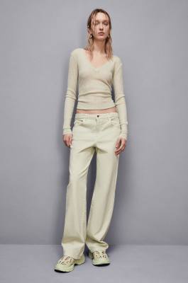 Essential denim straight pants, Green, Patrizia Pepe