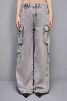 Denim cargo pants, Grey, Patrizia Pepe