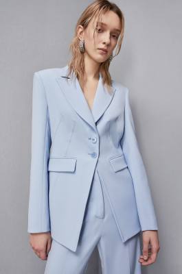 Essential feminine fit two-button jacket, Light Blue, Patrizia Pepe