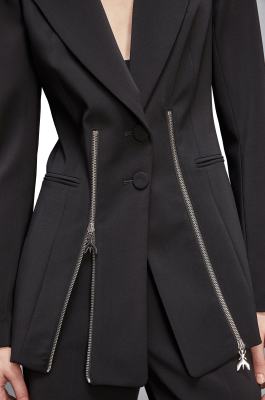 Zippered two-button jacket, Black, Patrizia Pepe