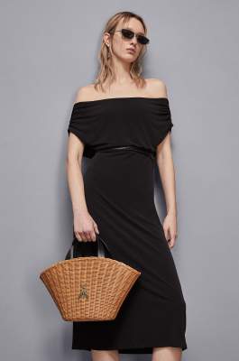 Большая сумка Minimal City Bag из ротанга, Черный, Patrizia Pepe